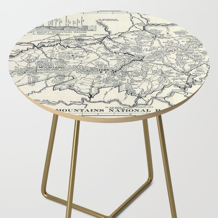 Historical Great Smoky Mountain National Park Map 1941 Side Table Gallery Image 2