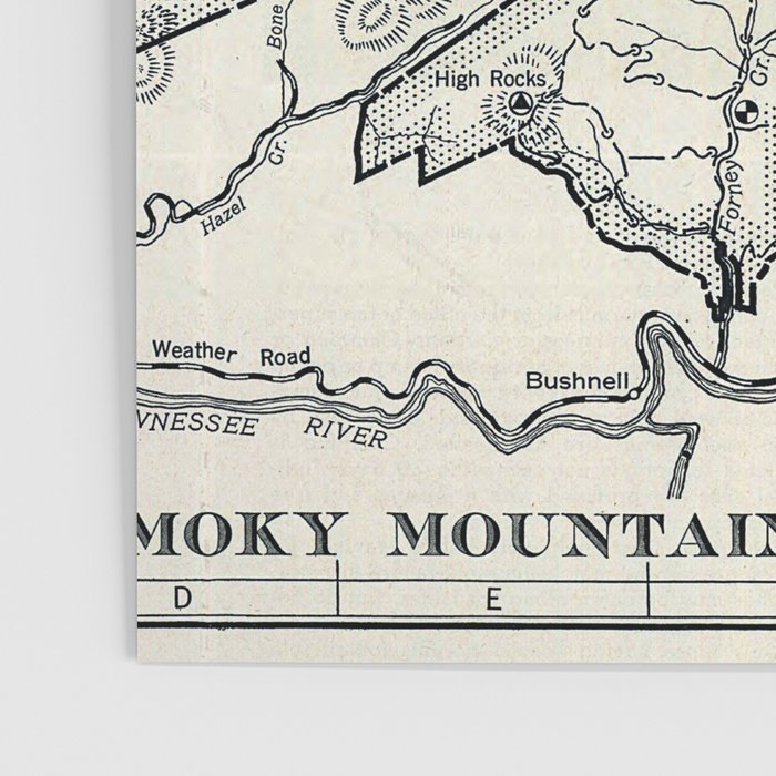 Historical Great Smoky Mountain National Park Map 1941 Poster Gallery Image 3