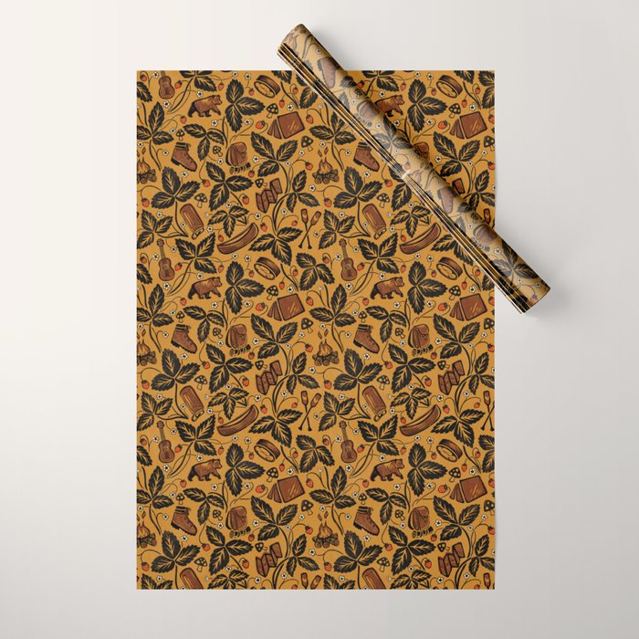 Summer Camping - Golden Wrapping Paper Gallery Image 1