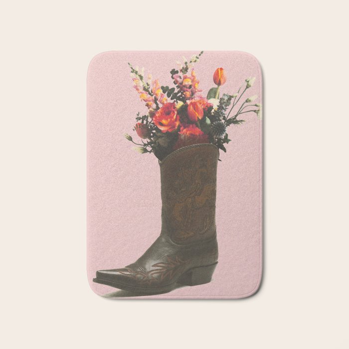 A Cowboy Boot With Spring Bouquet Bath Mat Gallery Image 1