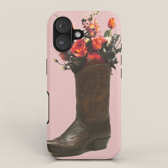 A Cowboy Boot With Spring Bouquet iPhone Case Gallery Image 1