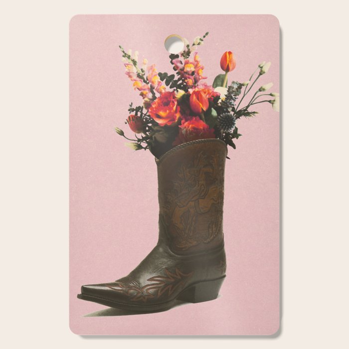 A Cowboy Boot With Spring Bouquet Cutting Board Gallery Image 1