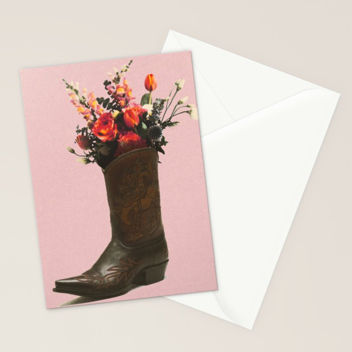 A Cowboy Boot With Spring Bouquet Stationery Card Gallery Image 2