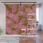 Pink Ginkgo Leaf Pattern Wall Mural Gallery Image 1