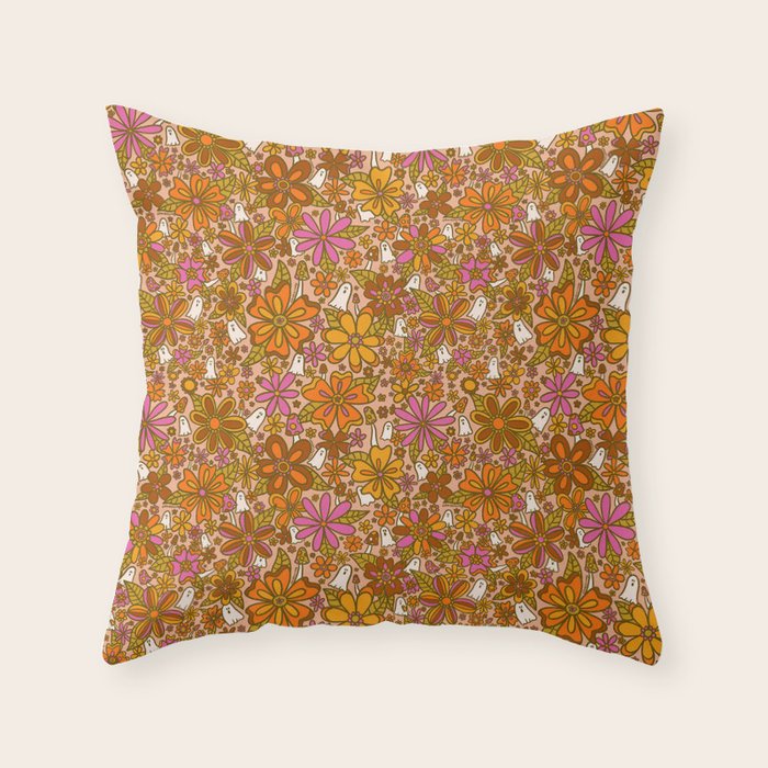 Fall Floral Print Throw Pillow Gallery Image 1