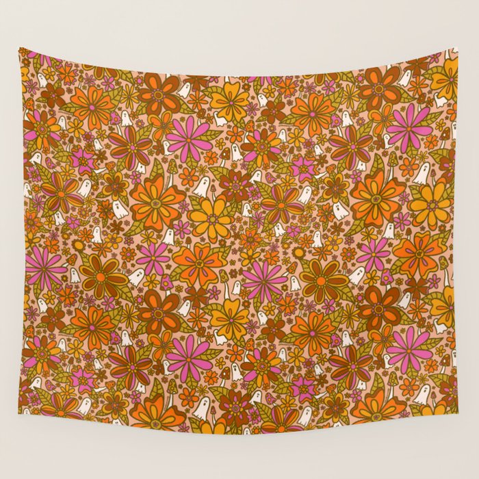 Fall Floral Print Wall Tapestry Gallery Image 4