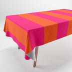 Bright Neon Pink and Orange Vertical Cabana Tent Stripes Tablecloth Gallery Image 1
