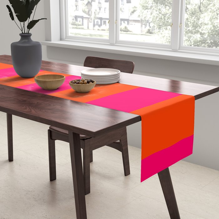 Bright Neon Pink and Orange Vertical Cabana Tent Stripes Table Runner Gallery Image 2