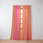 Bright Neon Pink and Orange Vertical Cabana Tent Stripes Window Curtain Gallery Image 2