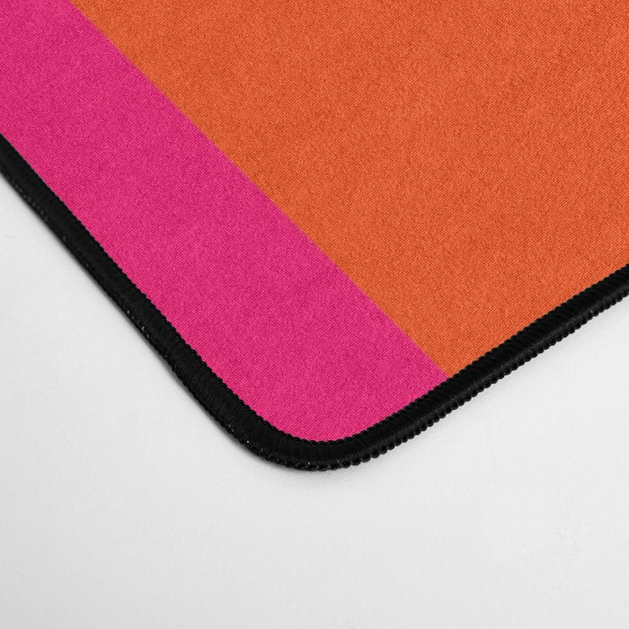 Bright Neon Pink and Orange Vertical Cabana Tent Stripes Desk Mat Gallery Image 4