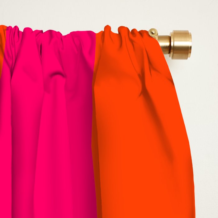 Bright Neon Pink and Orange Vertical Cabana Tent Stripes Window Curtain Gallery Image 2