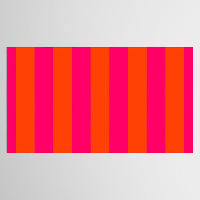 Bright Neon Pink and Orange Vertical Cabana Tent Stripes Tablecloth Gallery Image 2