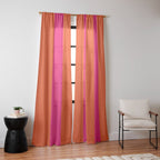 Bright Neon Pink and Orange Vertical Cabana Tent Stripes Window Curtain Gallery Image 14