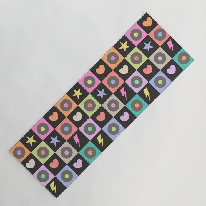 Colorful Checkerboard 80s Yoga Mat Gallery Image 1