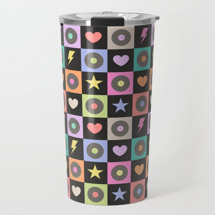 Colorful Checkerboard 80s Travel Mug Gallery Image 1