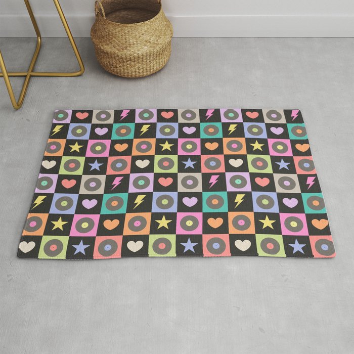 Colorful Checkerboard 80s Rug Gallery Image 1