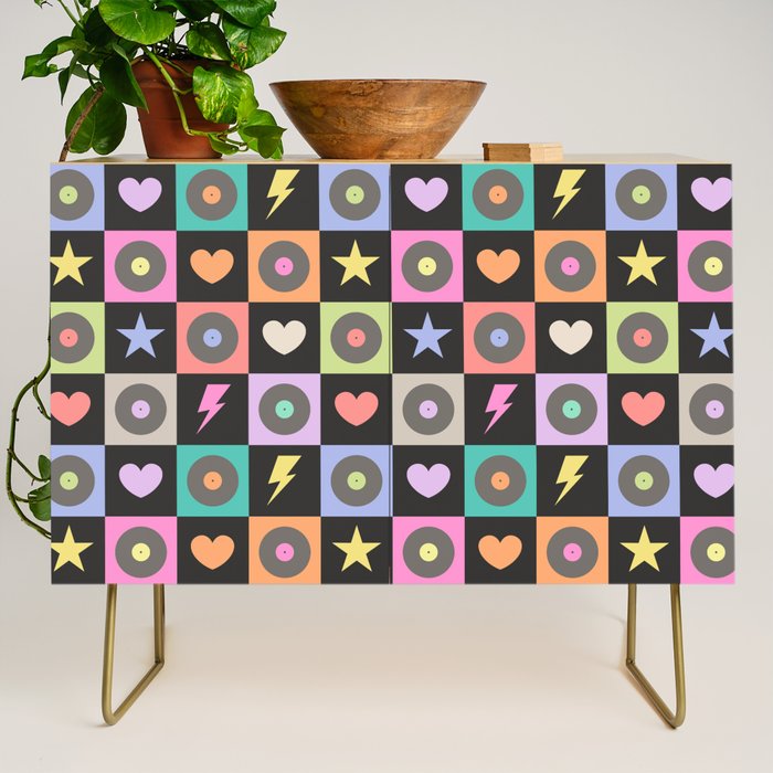 Colorful Checkerboard 80s Credenza Gallery Image 1