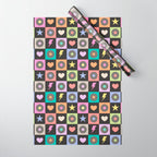 Colorful Checkerboard 80s Wrapping Paper Gallery Image 1