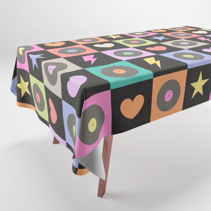 Colorful Checkerboard 80s Tablecloth Gallery Image 1