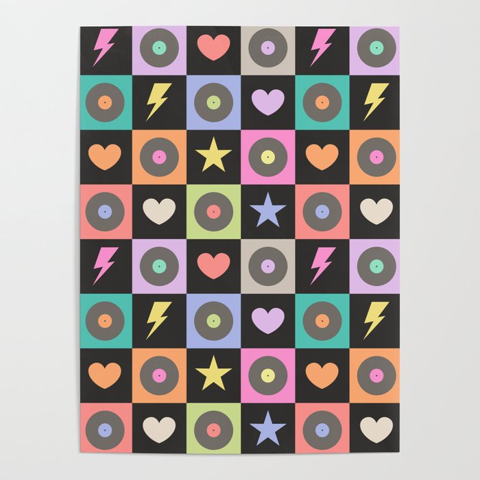 Colorful Checkerboard 80s Poster Gallery Image 1