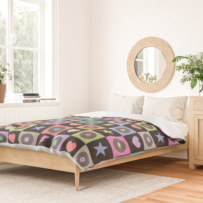Colorful Checkerboard 80s Duvet Cover Gallery Image 2