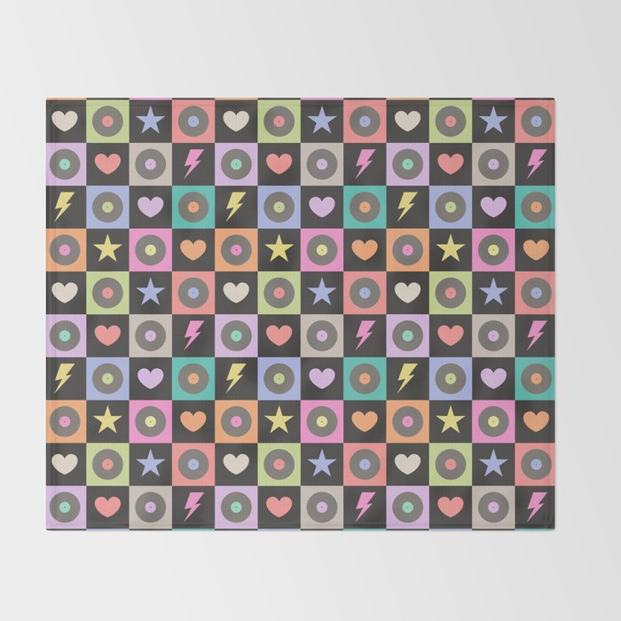Colorful Checkerboard 80s Throw Blanket Gallery Image 2