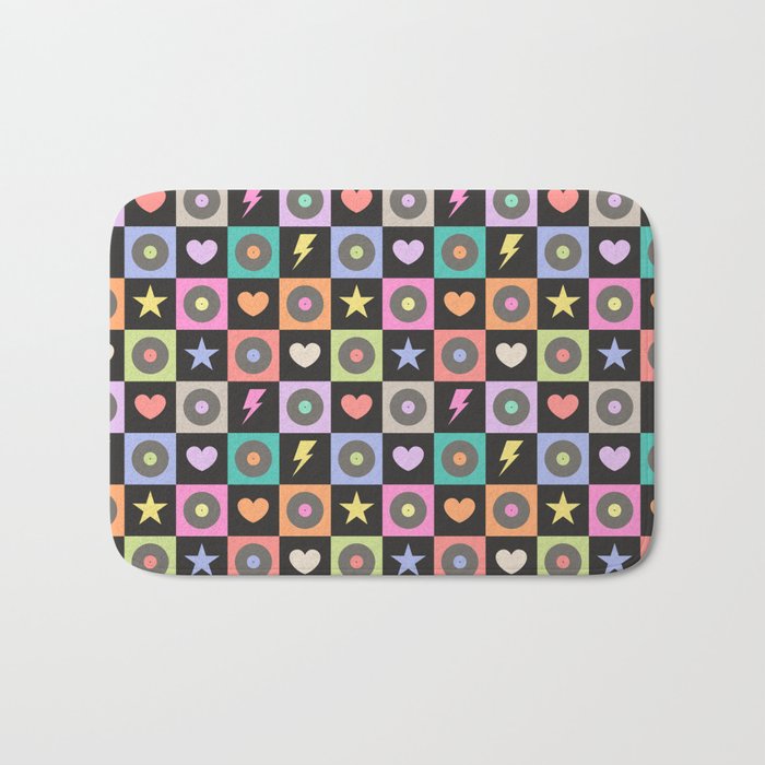 Colorful Checkerboard 80s Bath Mat Gallery Image 1