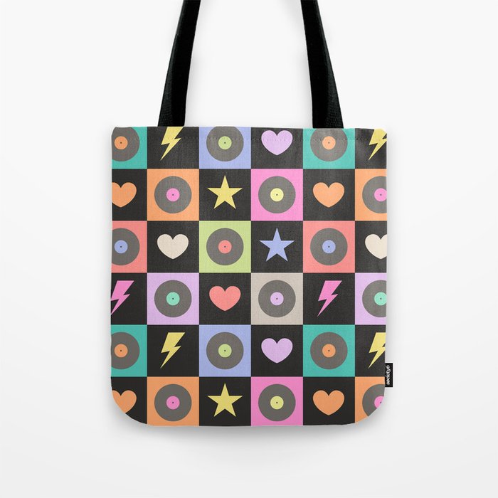 Colorful Checkerboard 80s Tote Bag Gallery Image 1