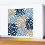 Navy Blue Tan Beige Flower Burst, Flower Petals, Floral Pattern Wall Mural Gallery Image 2