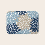 Navy Blue Tan Beige Flower Burst, Flower Petals, Floral Pattern Bath Mat Gallery Image 1