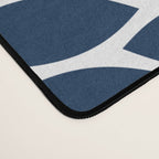 Navy Blue Tan Beige Flower Burst, Flower Petals, Floral Pattern Desk Mat Gallery Image 4