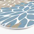 Navy Blue Tan Beige Flower Burst, Flower Petals, Floral Pattern Bath Mat Gallery Image 3
