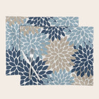 Navy Blue Tan Beige Flower Burst, Flower Petals, Floral Pattern Placemat Gallery Image 1