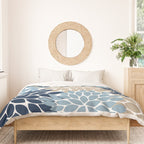 Navy Blue Tan Beige Flower Burst, Flower Petals, Floral Pattern Duvet Cover Gallery Image 3