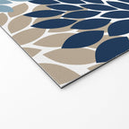 Navy Blue Tan Beige Flower Burst, Flower Petals, Floral Pattern Welcome Mat Gallery Image 2