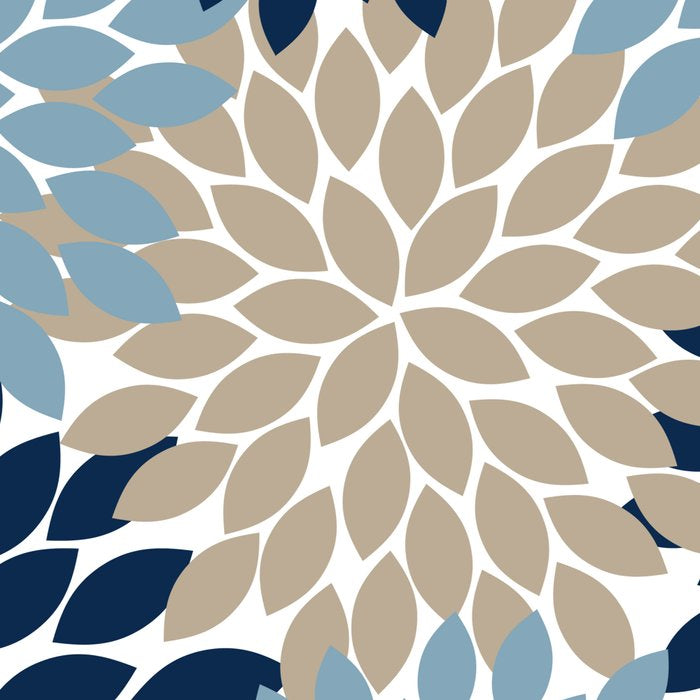 Navy Blue Tan Beige Flower Burst, Flower Petals, Floral Pattern Coffee Mug Gallery Image 2