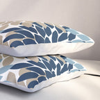 Navy Blue Tan Beige Flower Burst, Flower Petals, Floral Pattern Pillow Sham Gallery Image 3