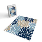 Navy Blue Tan Beige Flower Burst, Flower Petals, Floral Pattern Jigsaw Puzzle Gallery Image 2