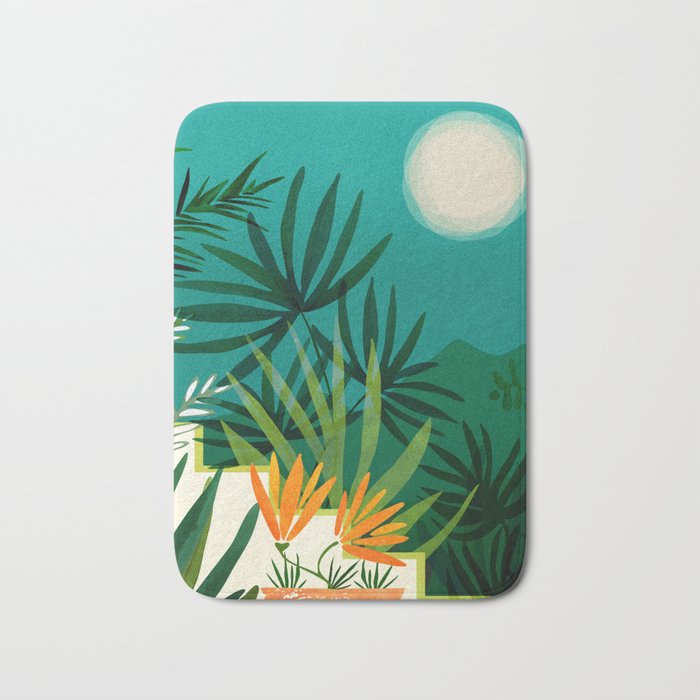 Tropical Moonlight Night Scene Bath Mat Gallery Image 1