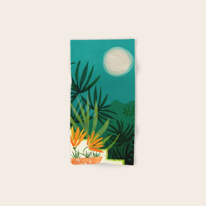 Tropical Moonlight Night Scene Towels Gallery Image 1