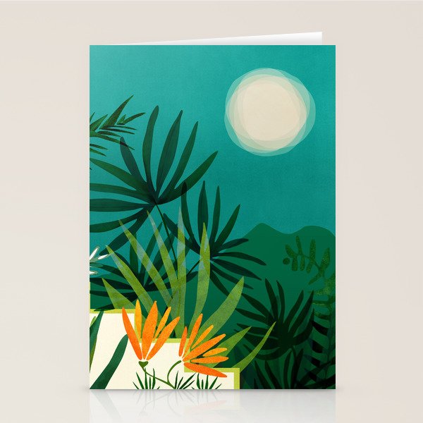 Tropical Moonlight Night Scene Stationery Card Gallery Image 2
