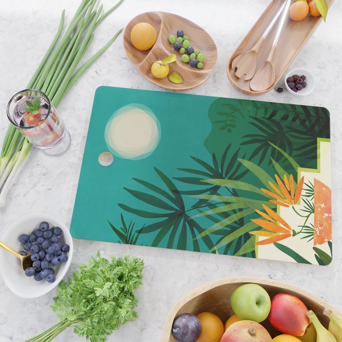 Tropical Moonlight Night Scene Cutting Board Gallery Image 2