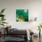 Tropical Moonlight Night Scene Wood Wall Art Gallery Image 2