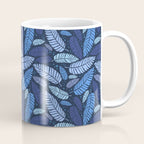 Tropical palm leaves pattern in blue Coffee Mug Gallery Image 1