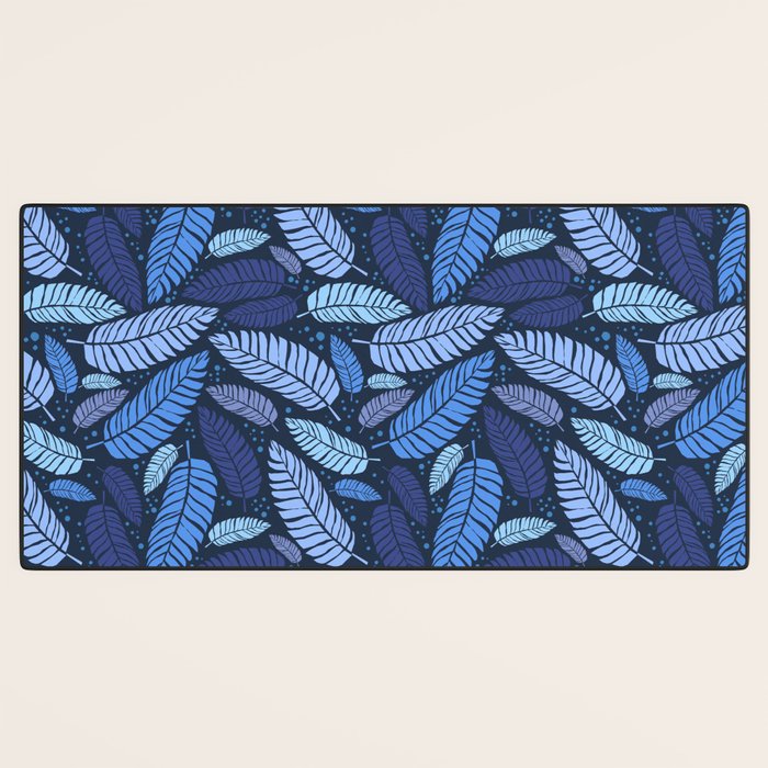 Tropical palm leaves pattern in blue Desk Mat Gallery Image 3