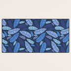 Tropical palm leaves pattern in blue Desk Mat Gallery Image 3
