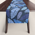 Tropical palm leaves pattern in blue Table Runner Gallery Image 1