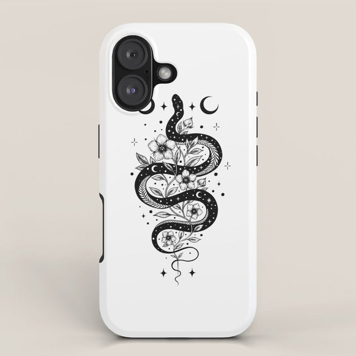 Serpent Spell -Black and White iPhone Case Gallery Image 1