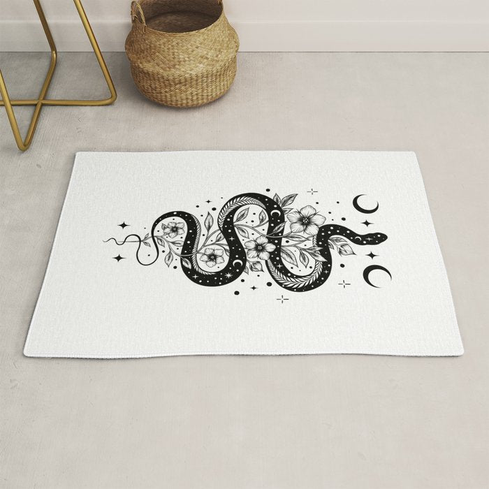 Serpent Spell -Black and White Rug Gallery Image 1