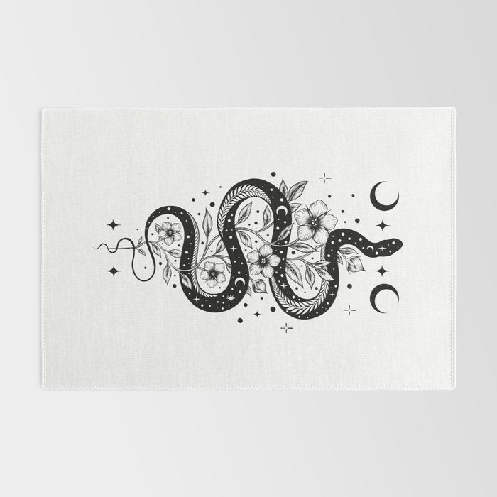 Serpent Spell -Black and White Rug Gallery Image 2